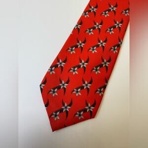 The Breakfast Group Project Mister Red Floral Pinwheel 100% Silk Tie